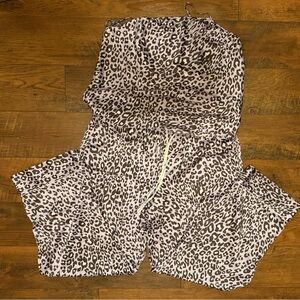 Victoria's Secret Pajama Set 2-Piece Silky Lavender And Black Cheetah Print XL